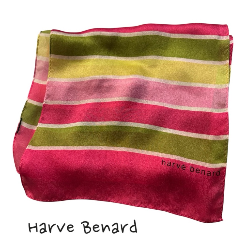 Vintage Harve Benard Striped Silk Scarf
